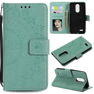 For LG K10 (2018) Totem Flower Embossed Horizontal Flip TPU + PU Leather Case with Holder & Card Slots & Wallet(Green)