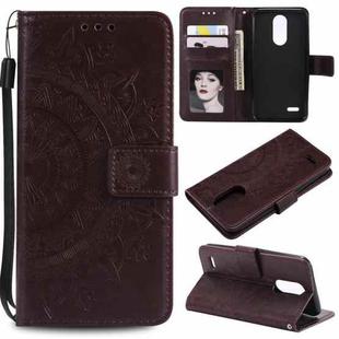 For LG K10 (2018) Totem Flower Embossed Horizontal Flip TPU + PU Leather Case with Holder & Card Slots & Wallet(Brown)