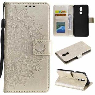 For LG K40 Totem Flower Embossed Horizontal Flip TPU + PU Leather Case with Holder & Card Slots & Wallet(Gold)