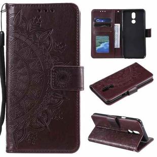 For LG K40 Totem Flower Embossed Horizontal Flip TPU + PU Leather Case with Holder & Card Slots & Wallet(Brown)