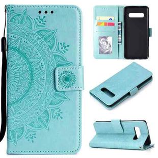 For V60 ThinQ 5G Totem Flower Embossed Horizontal Flip TPU + PU Leather Case with Holder & Card Slots & Wallet(Green)