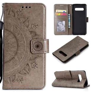 For V60 ThinQ 5G Totem Flower Embossed Horizontal Flip TPU + PU Leather Case with Holder & Card Slots & Wallet(Grey)