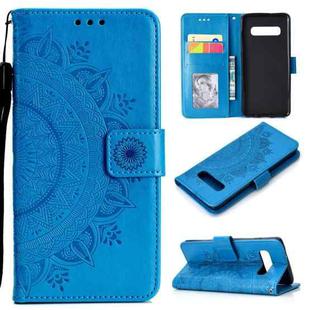 For V60 ThinQ 5G Totem Flower Embossed Horizontal Flip TPU + PU Leather Case with Holder & Card Slots & Wallet(Blue)