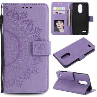 For LG X210 Totem Flower Embossed Horizontal Flip TPU + PU Leather Case with Holder & Card Slots & Wallet(Purple)