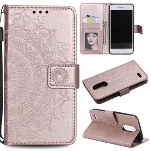 For LG X210 Totem Flower Embossed Horizontal Flip TPU + PU Leather Case with Holder & Card Slots & Wallet(Rose Gold)