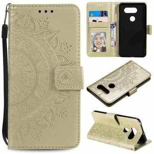 For LG V30 Totem Flower Embossed Horizontal Flip TPU + PU Leather Case with Holder & Card Slots & Wallet(Gold)