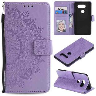 For LG V30 Totem Flower Embossed Horizontal Flip TPU + PU Leather Case with Holder & Card Slots & Wallet(Purple)