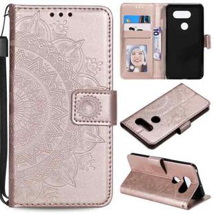 For LG V30 Totem Flower Embossed Horizontal Flip TPU + PU Leather Case with Holder & Card Slots & Wallet(Rose Gold)
