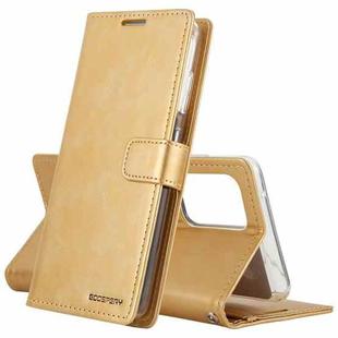 For Samsung Galaxy A12 GOOSPERY BLUE MOON DIARY Crazy Horse Texture Horizontal Flip Leather Case With Bracket & Card Slot & Wallet(Gold)