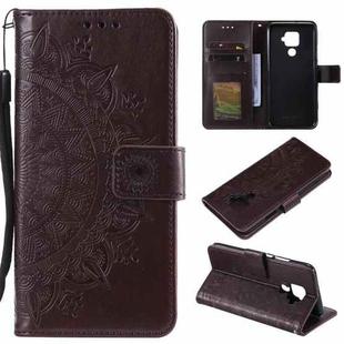 For Huawei Mate 30 Lite Totem Flower Embossed Horizontal Flip TPU + PU Leather Case with Holder & Card Slots & Wallet(Brown)