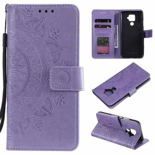For Huawei Mate 30 Lite Totem Flower Embossed Horizontal Flip TPU + PU Leather Case with Holder & Card Slots & Wallet(Purple)