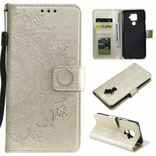 For Huawei Mate 30 Lite Totem Flower Embossed Horizontal Flip TPU + PU Leather Case with Holder & Card Slots & Wallet(Gold)