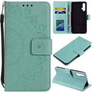 For Huawei nova 5 Totem Flower Embossed Horizontal Flip TPU + PU Leather Case with Holder & Card Slots & Wallet(Green)