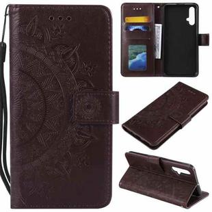 For Huawei nova 5 Totem Flower Embossed Horizontal Flip TPU + PU Leather Case with Holder & Card Slots & Wallet(Brown)