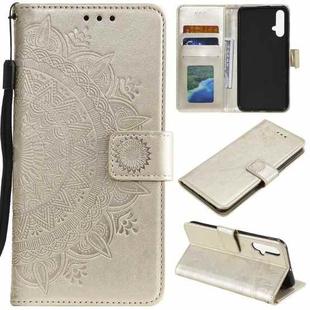 For Huawei nova 5 Totem Flower Embossed Horizontal Flip TPU + PU Leather Case with Holder & Card Slots & Wallet(Gold)