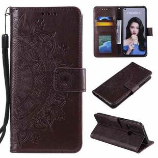 For Huawei P20 Lite (2019) Totem Flower Embossed Horizontal Flip TPU + PU Leather Case with Holder & Card Slots & Wallet(Brown)