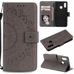 For Huawei P20 Lite Totem Flower Embossed Horizontal Flip TPU + PU Leather Case with Holder & Card Slots & Wallet(Grey)