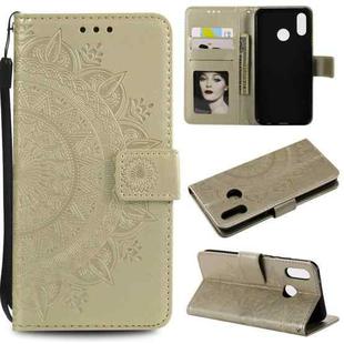 For Huawei P20 Lite Totem Flower Embossed Horizontal Flip TPU + PU Leather Case with Holder & Card Slots & Wallet(Gold)