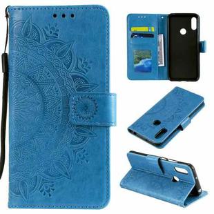 For Huawei Y6 (2019) Totem Flower Embossed Horizontal Flip TPU + PU Leather Case with Holder & Card Slots & Wallet(Blue)