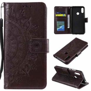 For Huawei Y6 (2019) Totem Flower Embossed Horizontal Flip TPU + PU Leather Case with Holder & Card Slots & Wallet(Brown)
