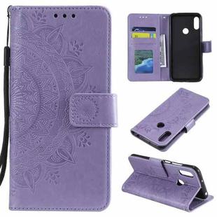 For Huawei Y6 (2019) Totem Flower Embossed Horizontal Flip TPU + PU Leather Case with Holder & Card Slots & Wallet(Purple)