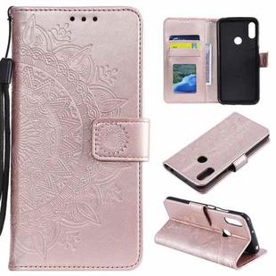 For Huawei Y6 (2019) Totem Flower Embossed Horizontal Flip TPU + PU Leather Case with Holder & Card Slots & Wallet(Rose Gold)