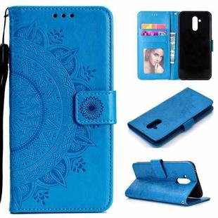 For Huawei Mate 20 Lite Totem Flower Embossed Horizontal Flip TPU + PU Leather Case with Holder & Card Slots & Wallet(Blue)