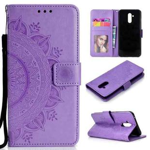 For Huawei Mate 20 Lite Totem Flower Embossed Horizontal Flip TPU + PU Leather Case with Holder & Card Slots & Wallet(Purple)