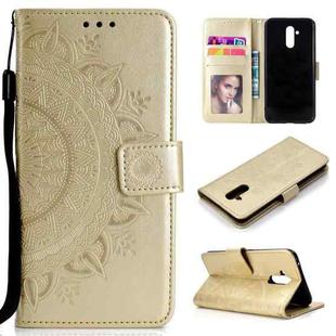 For Huawei Mate 20 Lite Totem Flower Embossed Horizontal Flip TPU + PU Leather Case with Holder & Card Slots & Wallet(Gold)