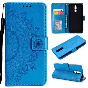 For Huawei Mate 10 Lite Totem Flower Embossed Horizontal Flip TPU + PU Leather Case with Holder & Card Slots & Wallet(Blue)