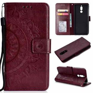 For Huawei Mate 10 Lite Totem Flower Embossed Horizontal Flip TPU + PU Leather Case with Holder & Card Slots & Wallet(Brown)