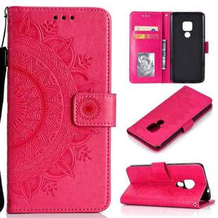 For Huawei Mate 20 Totem Flower Embossed Horizontal Flip TPU + PU Leather Case with Holder & Card Slots & Wallet(Red)