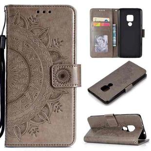 For Huawei Mate 20 Totem Flower Embossed Horizontal Flip TPU + PU Leather Case with Holder & Card Slots & Wallet(Grey)