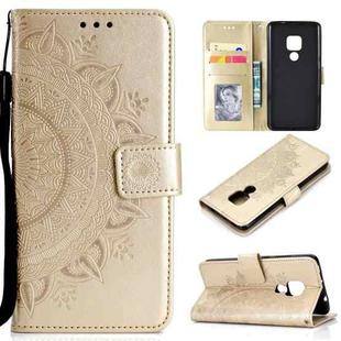 For Huawei Mate 20 Totem Flower Embossed Horizontal Flip TPU + PU Leather Case with Holder & Card Slots & Wallet(Gold)