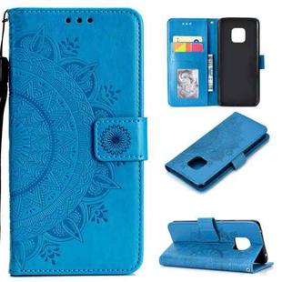 For Huawei Mate 20 Pro Totem Flower Embossed Horizontal Flip TPU + PU Leather Case with Holder & Card Slots & Wallet(Blue)