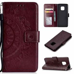 For Huawei Mate 20 Pro Totem Flower Embossed Horizontal Flip TPU + PU Leather Case with Holder & Card Slots & Wallet(Brown)