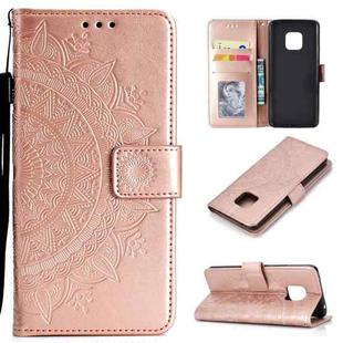 For Huawei Mate 20 Pro Totem Flower Embossed Horizontal Flip TPU + PU Leather Case with Holder & Card Slots & Wallet(Rose Gold)