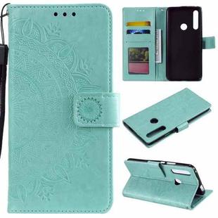 For Huawei P smart Z Totem Flower Embossed Horizontal Flip TPU + PU Leather Case with Holder & Card Slots & Wallet(Green)