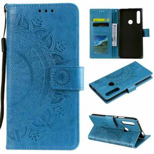 For Huawei P smart Z Totem Flower Embossed Horizontal Flip TPU + PU Leather Case with Holder & Card Slots & Wallet(Blue)