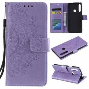 For Huawei P smart Z Totem Flower Embossed Horizontal Flip TPU + PU Leather Case with Holder & Card Slots & Wallet(Purple)