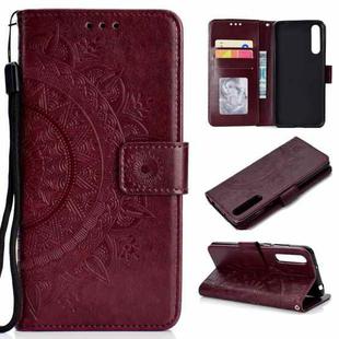For Huawei P20 Pro Totem Flower Embossed Horizontal Flip TPU + PU Leather Case with Holder & Card Slots & Wallet(Brown)