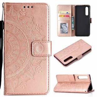 For Huawei P30 Totem Flower Embossed Horizontal Flip TPU + PU Leather Case with Holder & Card Slots & Wallet(Rose Gold)