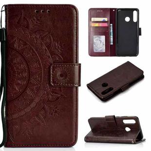 For Huawei P30 Lite Totem Flower Embossed Horizontal Flip TPU + PU Leather Case with Holder & Card Slots & Wallet(Brown)