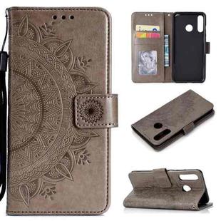 For Huawei P30 Lite Totem Flower Embossed Horizontal Flip TPU + PU Leather Case with Holder & Card Slots & Wallet(Grey)