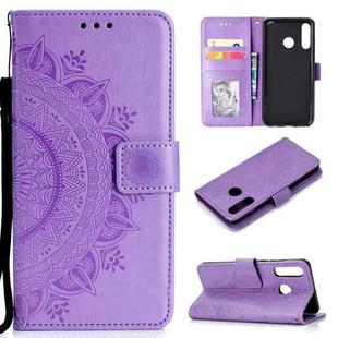 For Huawei P30 Lite Totem Flower Embossed Horizontal Flip TPU + PU Leather Case with Holder & Card Slots & Wallet(Purple)