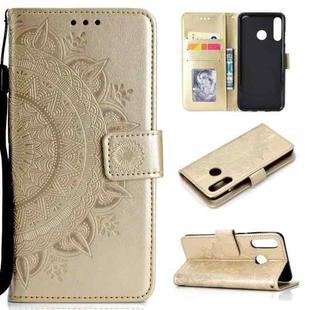 For Huawei P30 Lite Totem Flower Embossed Horizontal Flip TPU + PU Leather Case with Holder & Card Slots & Wallet(Gold)