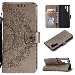 For Huawei P30 Pro Totem Flower Embossed Horizontal Flip TPU + PU Leather Case with Holder & Card Slots & Wallet(Grey)