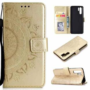 For Huawei P30 Pro Totem Flower Embossed Horizontal Flip TPU + PU Leather Case with Holder & Card Slots & Wallet(Gold)