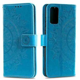 For Huawei P40 Totem Flower Embossed Horizontal Flip TPU + PU Leather Case with Holder & Card Slots & Wallet(Blue)