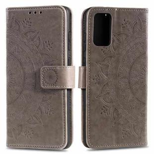 For Huawei P40 Totem Flower Embossed Horizontal Flip TPU + PU Leather Case with Holder & Card Slots & Wallet(Grey)